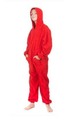 Big Feet Pajamas Kids Red Fleece Hooded Onesie